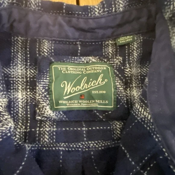 WOOLRICH Oxbow Flannel Over ShirtXXL Waist Pockets Plaid Blue warm cabin camp